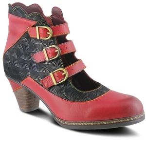 Stylish Red and Black Ankle Boots